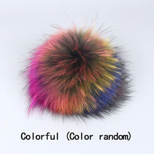 Load image into Gallery viewer, Girl Women Winter Wool Beanie Cap Real Raccoon Fur Pom Pom Parent-child Knitted Hat Core Yarn Warm Casual Skullies Beanies Bones