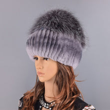 Load image into Gallery viewer, winter women hats fox rabbit fur pompom skullies beanies warm elastic fashionable fluffy thick outdoor stylish natural fur hats