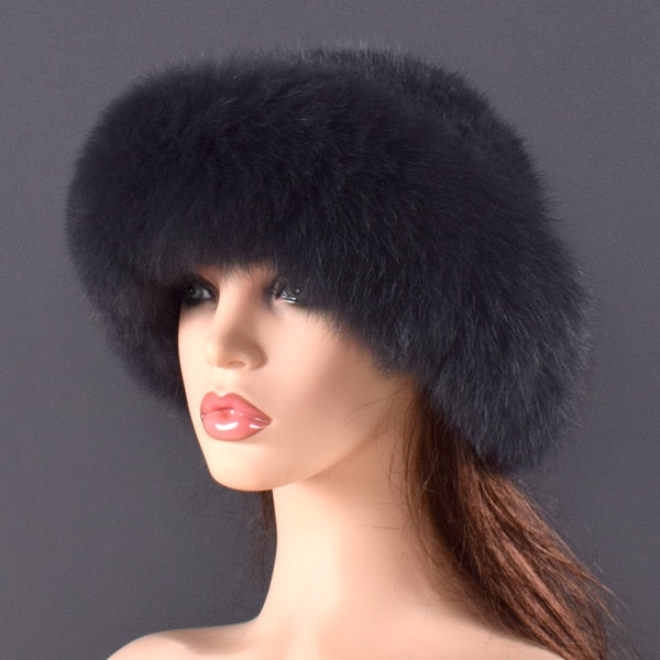 women Real mink Fur Bomber Hats winter Genuine Fox fur Cap Luxurious Quality Winter hat Elastic Warm Soft Fluffy natural fur hat