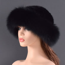 Load image into Gallery viewer, women Real mink Fur Bomber Hats winter Genuine Fox fur Cap Luxurious Quality Winter hat Elastic Warm Soft Fluffy natural fur hat
