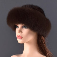 Load image into Gallery viewer, women Real mink Fur Bomber Hats winter Genuine Fox fur Cap Luxurious Quality Winter hat Elastic Warm Soft Fluffy natural fur hat

