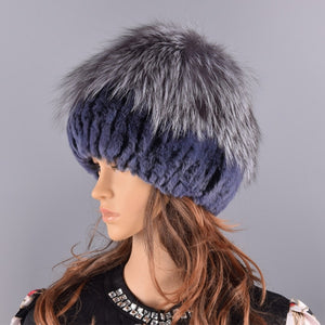 winter women hats fox rabbit fur pompom skullies beanies warm elastic fashionable fluffy thick outdoor stylish natural fur hats