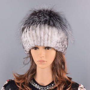 winter women hats fox rabbit fur pompom skullies beanies warm elastic fashionable fluffy thick outdoor stylish natural fur hats