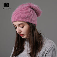 Load image into Gallery viewer, [Rancyword] Women Winter Hats Beanies Knitting Rabbit Wool Fur Hat Female Real Fur Skullies Caps Gorros Solid Color RC1222-2
