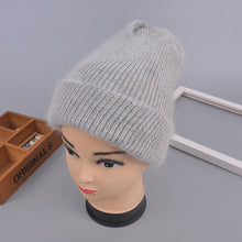 Load image into Gallery viewer, [Rancyword] Women Winter Hats Beanies Knitting Rabbit Wool Fur Hat Female Real Fur Skullies Caps Gorros Solid Color RC1222-2
